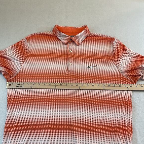 Greg Norman Polo Shirt Mens XL Orange Stripe Short Sleeves Collar Golf Shark - Picture 6 of 10
